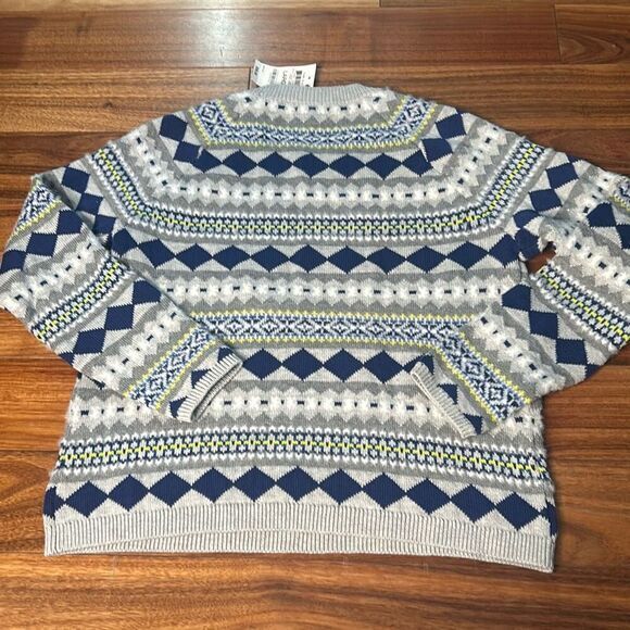 Style & Co Fair Isle Crew-Neck Sweater Gray soft‎ fuzzy pattern pull over - Picture 6 of 8